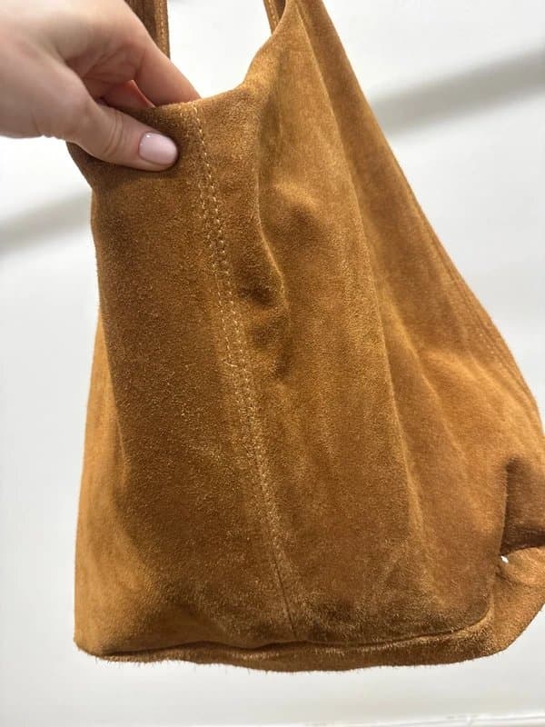 ASOS Tan Brown Genuine Suede Leather HandBag - Slouchy - New