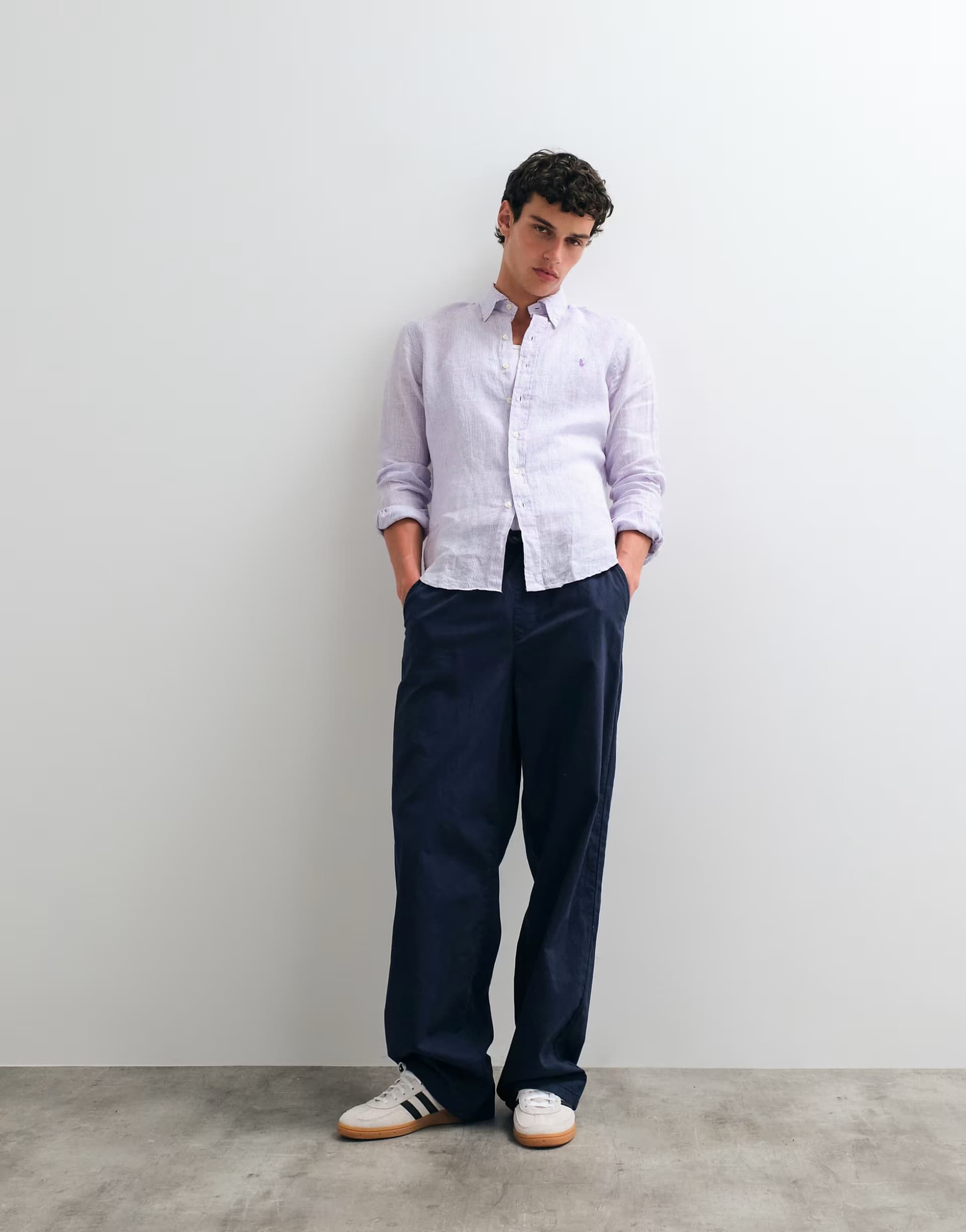 ASOS Polo Ralph Lauren custom fit long sleeve linen sport shirt in purple