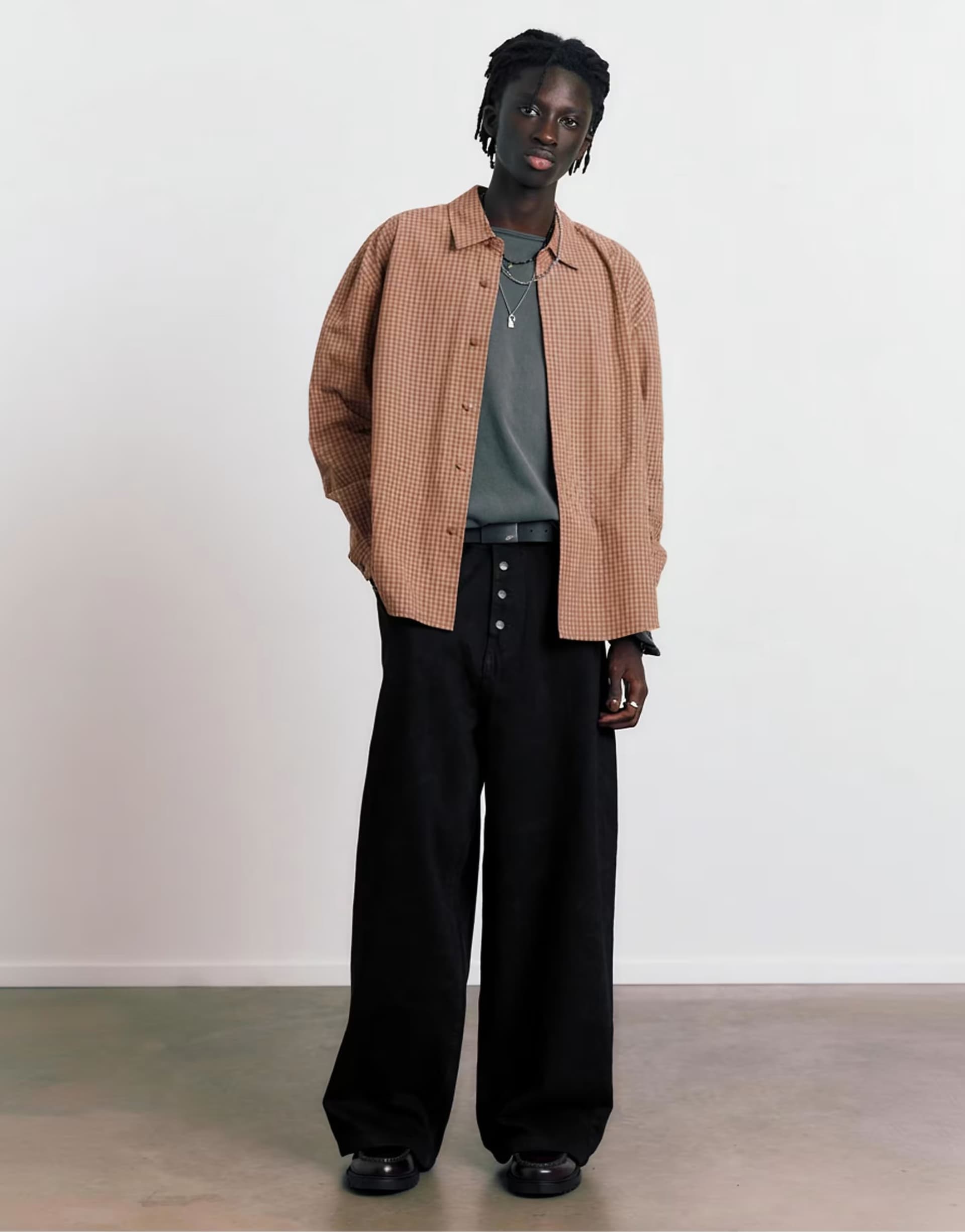 ASOS Pull&Bear Laser print baggy jeans in black