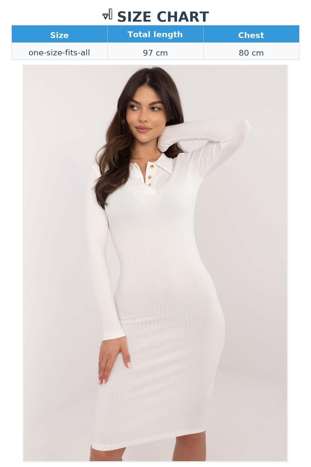 Love Lace Love Lace Women's Everyday Ribbed Pencil Bodycon Dress with Collar in White - 4