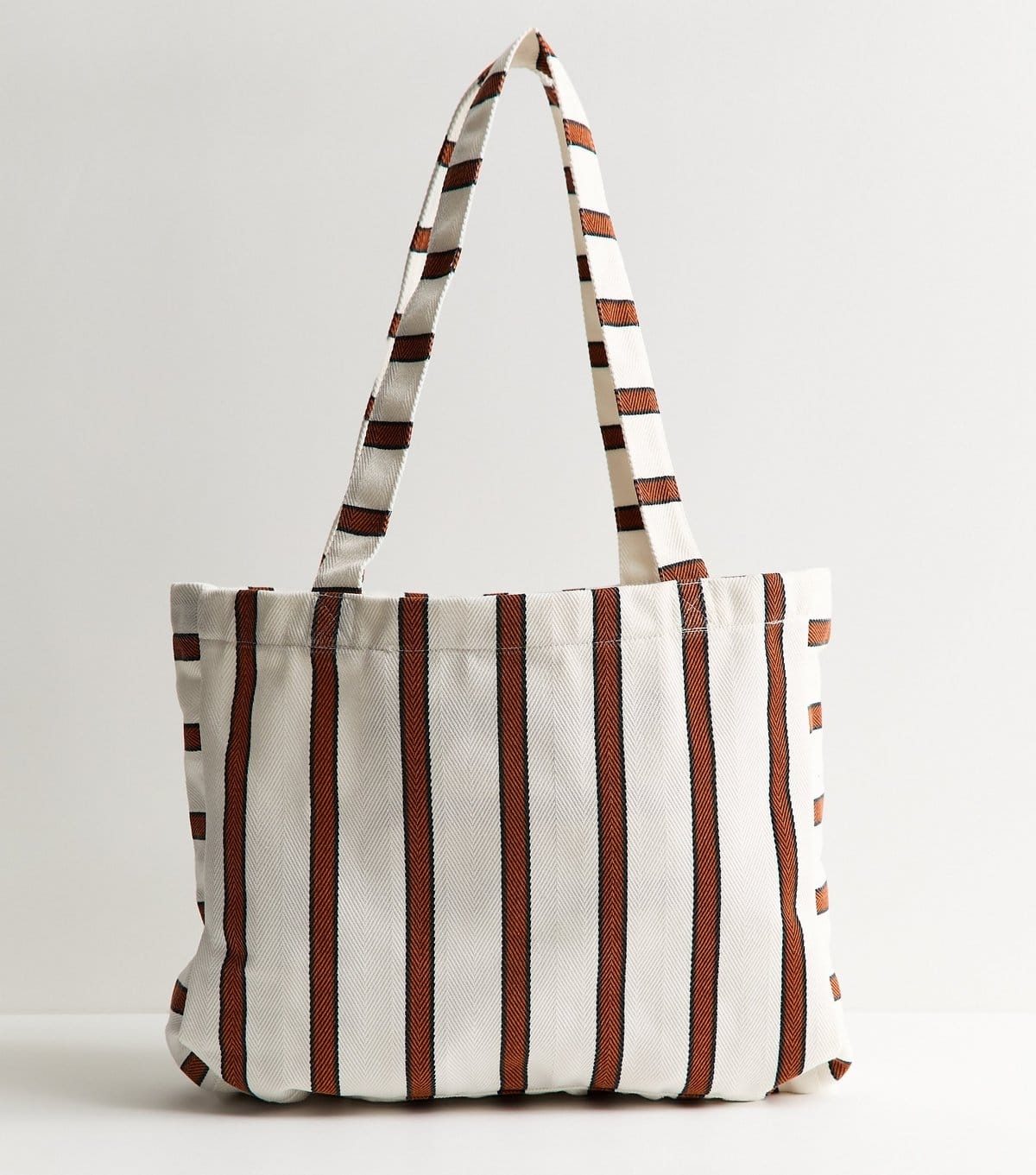 New Look Brown Stripe Print Canvas Tote Bag New Look - 4