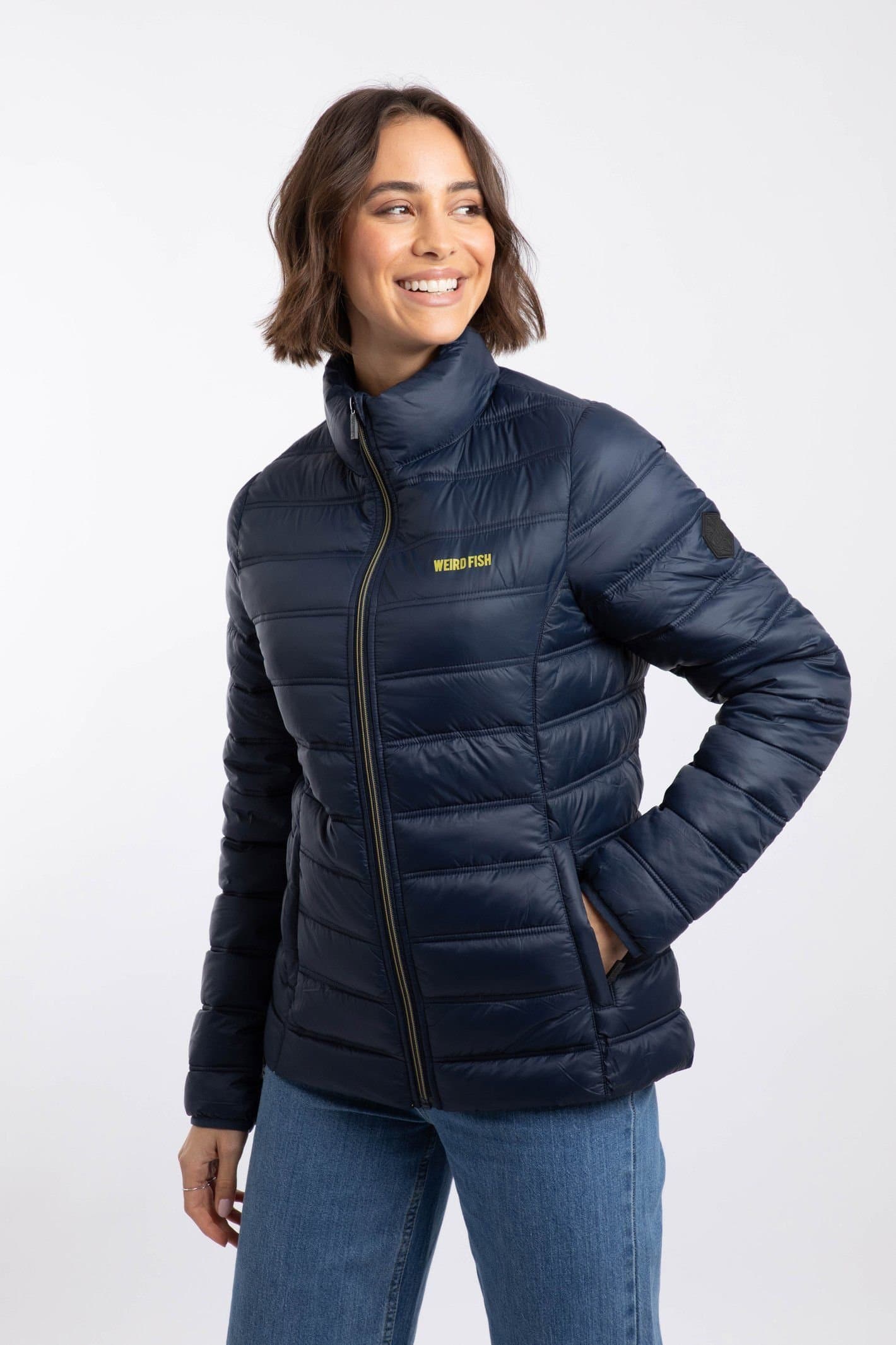 Weird Fish Weird Fish Women's Travellia Lightweight Showerproof Padded Jacket in Navy