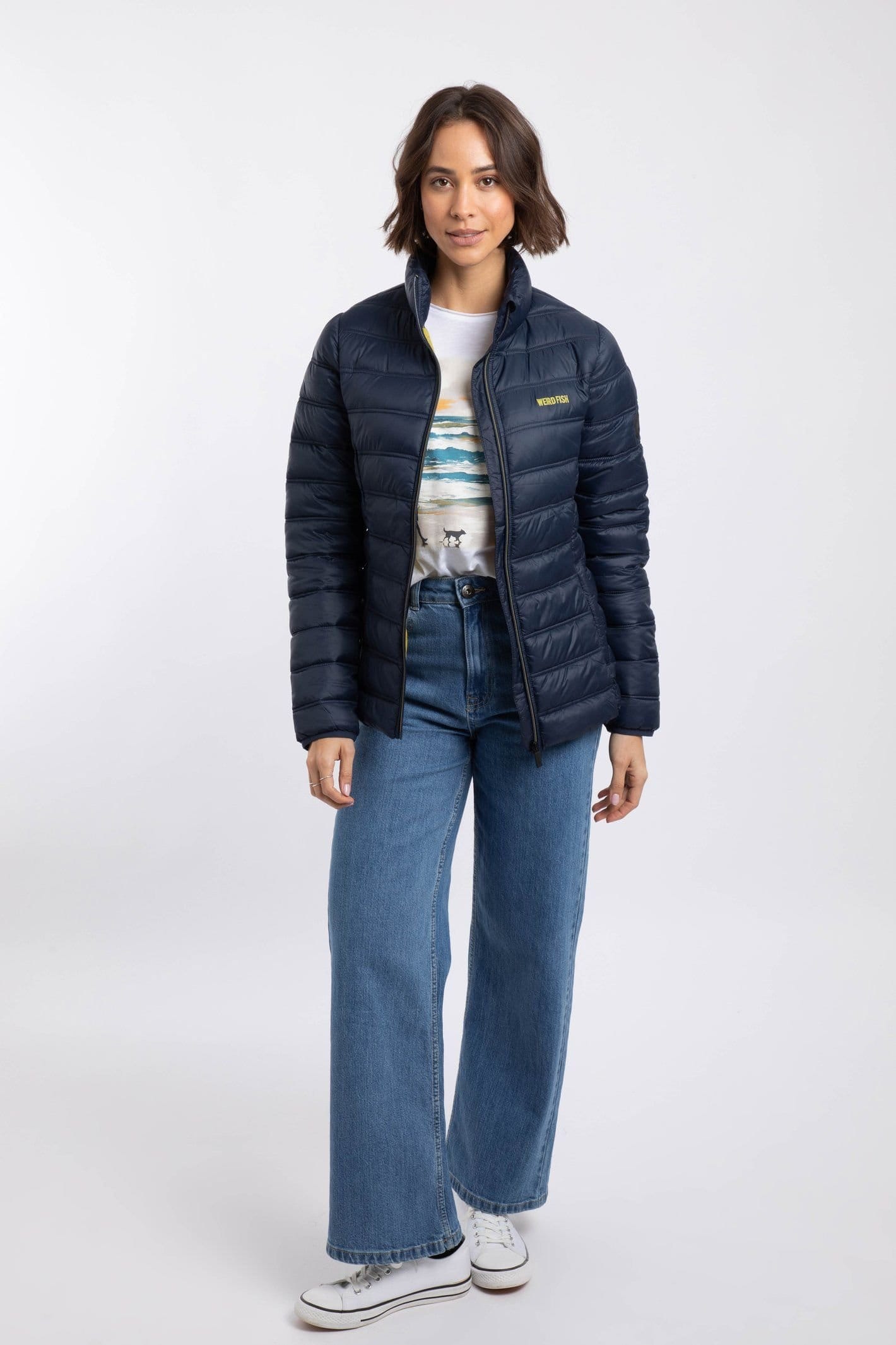 Weird Fish Weird Fish Women's Travellia Lightweight Showerproof Padded Jacket in Navy - 4