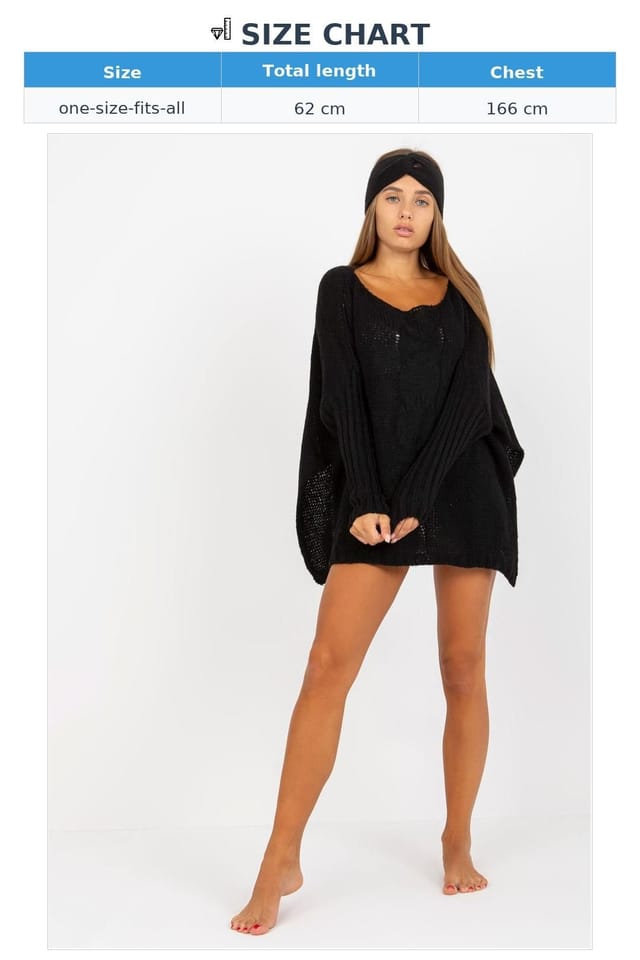 Love Lace Love Lace Women's Loose Fit Asymmetrical Hem Side Slit Sweater in Black - 3