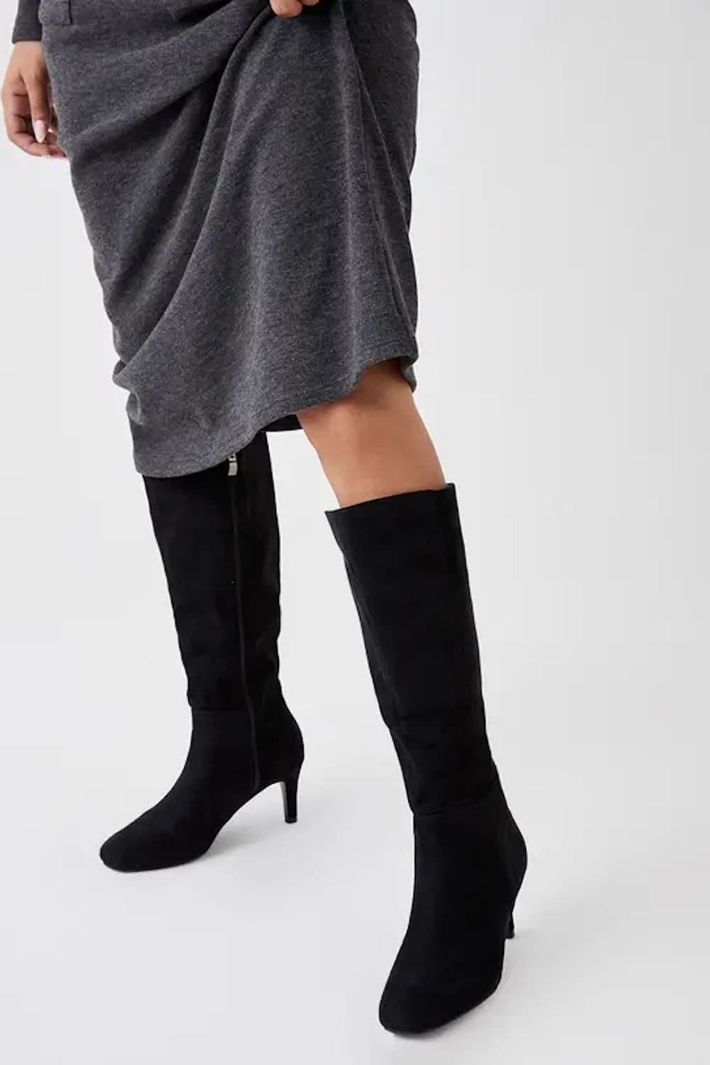 Down To Earth Down To Earth Black Suede Stretch Long Boots