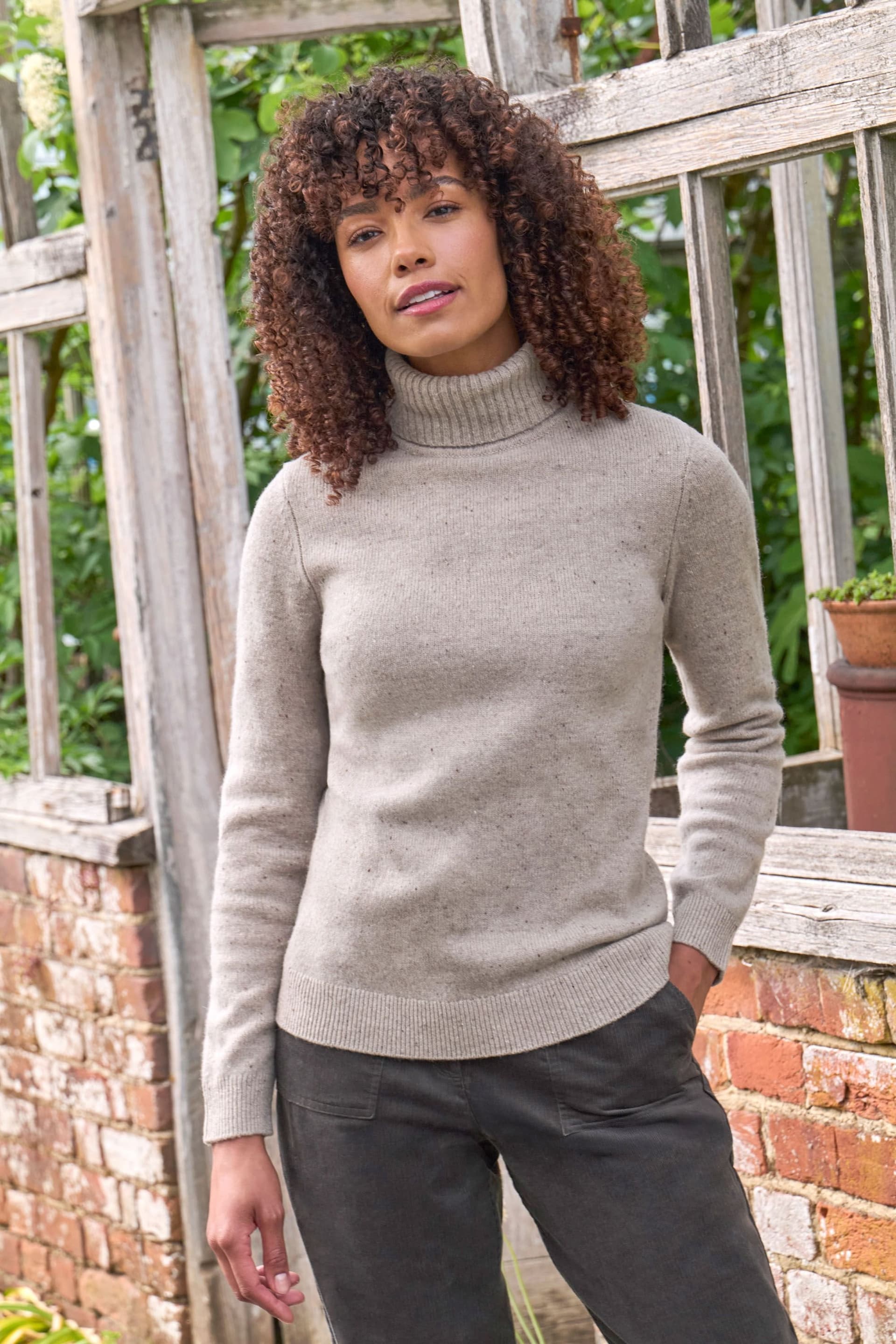 WoolOvers WoolOvers Women's 100% Wool Polo Neck Jumper in Camel