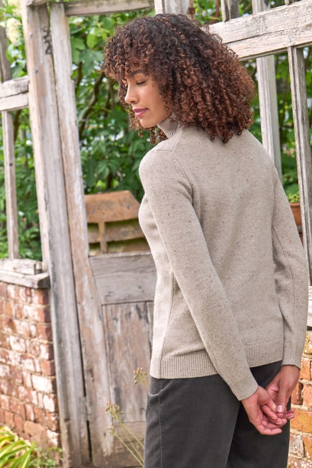 WoolOvers WoolOvers Women's 100% Wool Polo Neck Jumper in Camel - 3