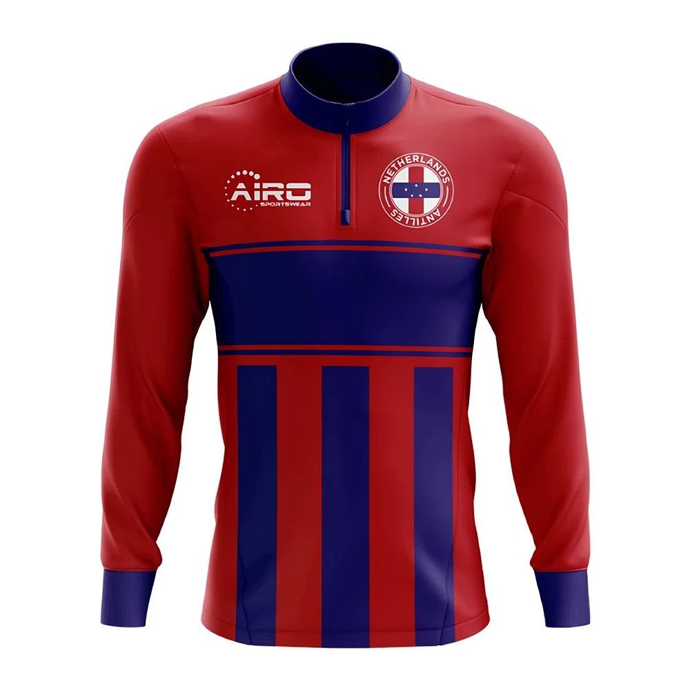 Netherlands Antilles Netherlands Antilles Men's Concept Football Half Zip Midlayer Top in Red - 2