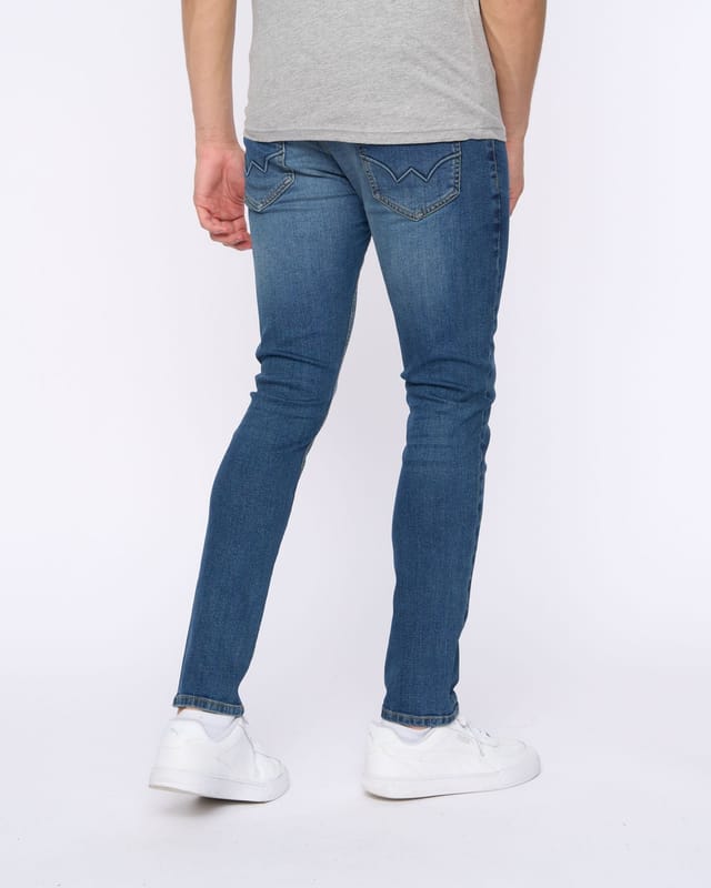 Duck&Cover Duck&Cover Overburg Men's Tapered Ultra-Flexible Stretch Jeans in Mid Blue - 3