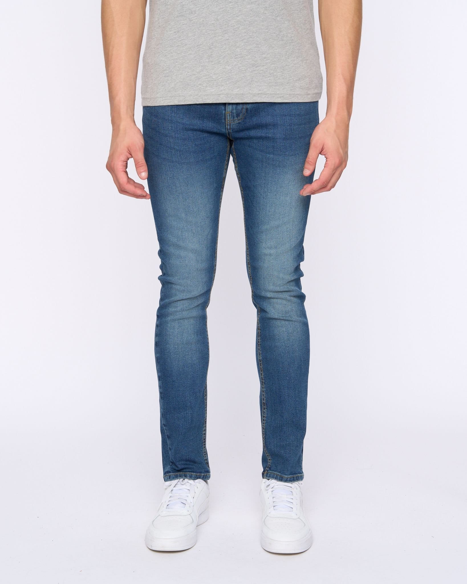 Duck&Cover Duck&Cover Overburg Men's Tapered Ultra-Flexible Stretch Jeans in Mid Blue - 4