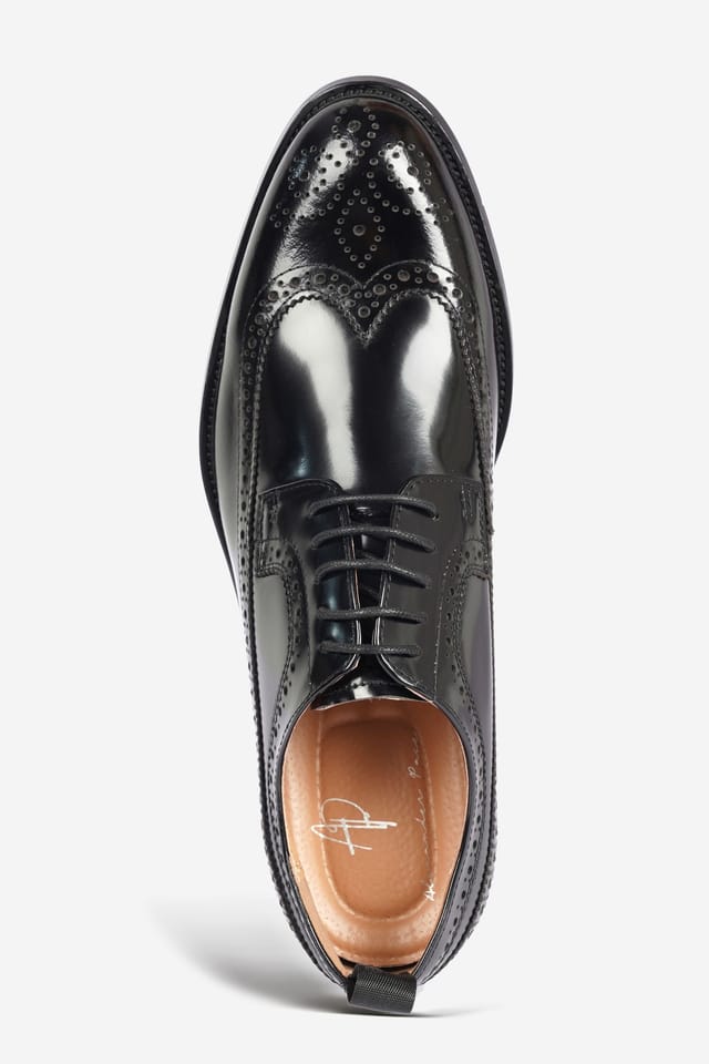 Alexander Pace Alexander Pace Men's 'Coleman' Premium Leather Brouge Shoes in True Black - 3