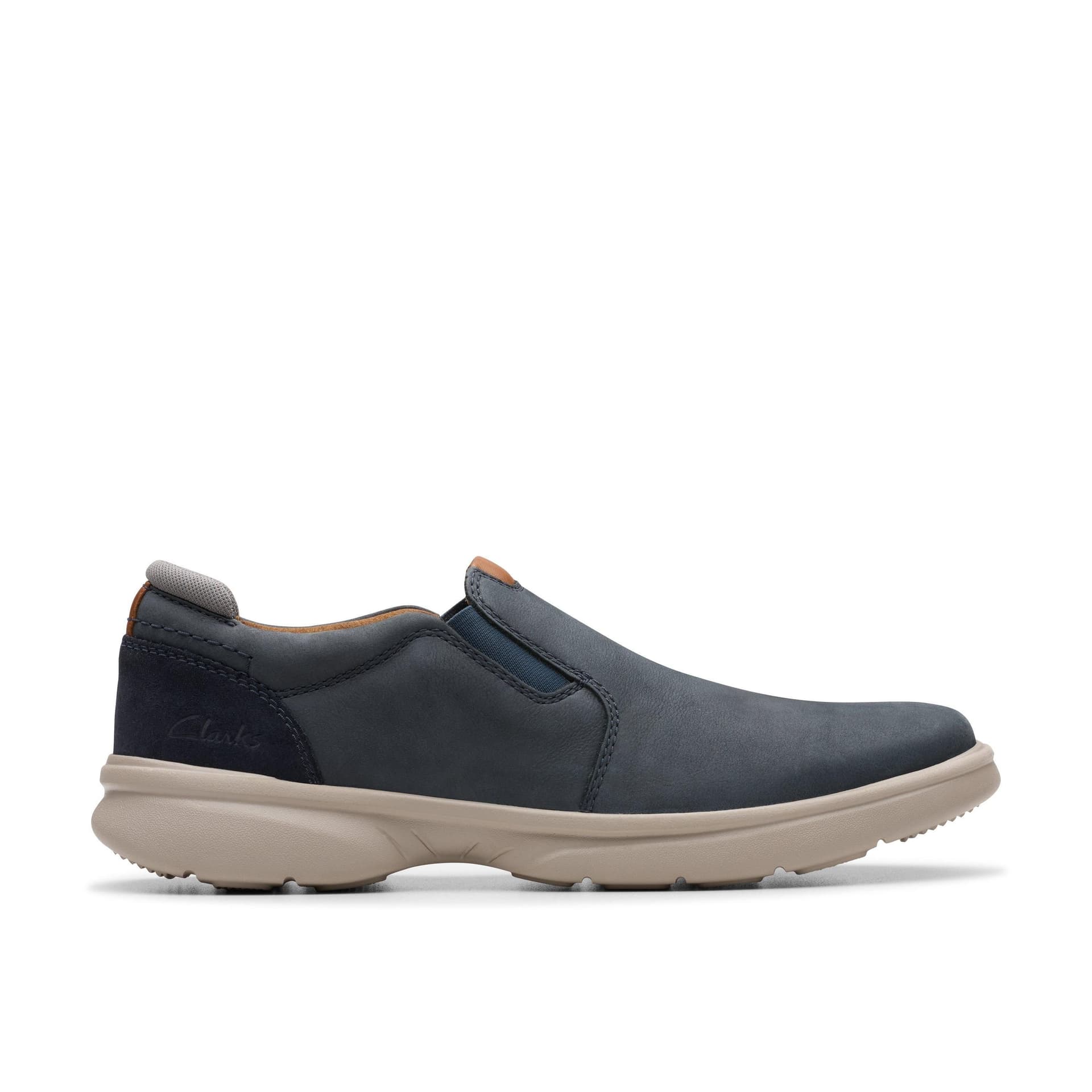 Clarks Clarks Men's Bradley Ease Navy Nubuck Slip Ons in Blue