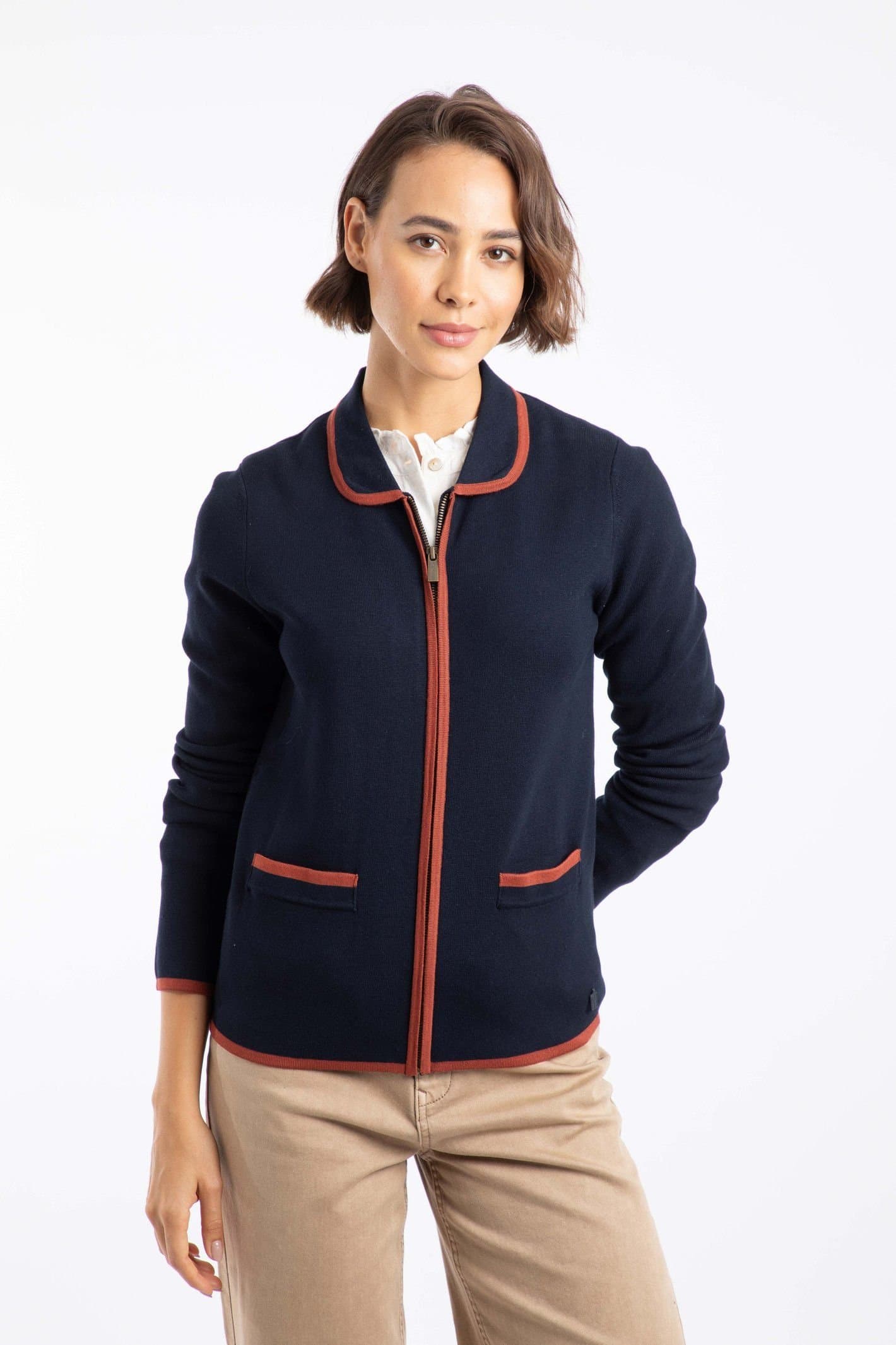 Weird Fish Weird Fish Women's Jess Fine Knit Zip Through Cardigan in Midnight