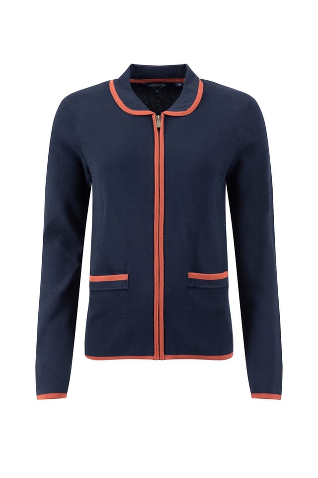 Weird Fish Weird Fish Women's Jess Fine Knit Zip Through Cardigan in Midnight - 2