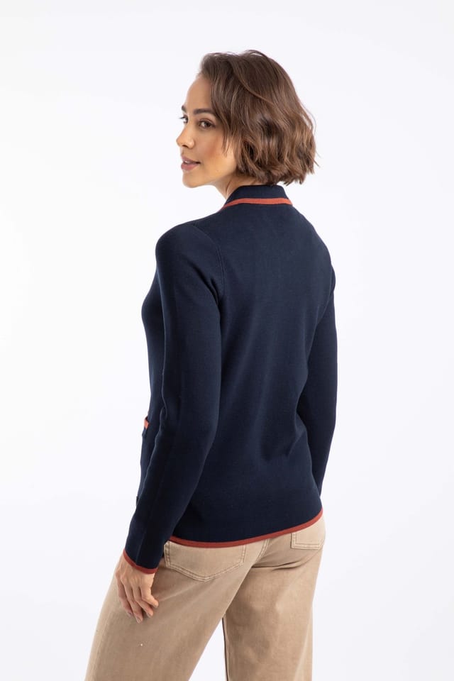 Weird Fish Weird Fish Women's Jess Fine Knit Zip Through Cardigan in Midnight - 3