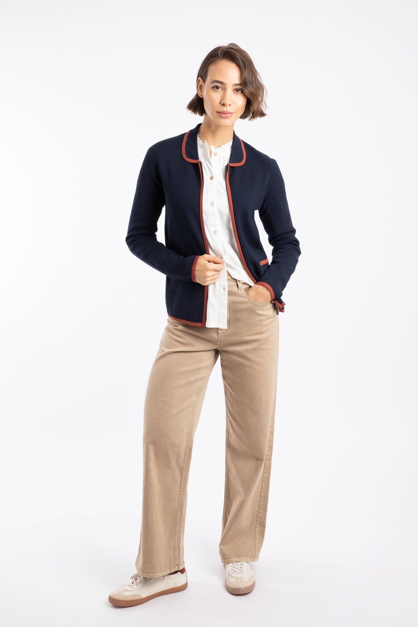 Weird Fish Weird Fish Women's Jess Fine Knit Zip Through Cardigan in Midnight - 4