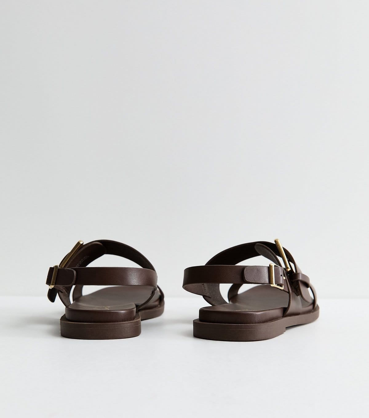 New Look Women's Wide Fit Brown Faux Leather Flat Slingback Sandals Vegan New Look - 4