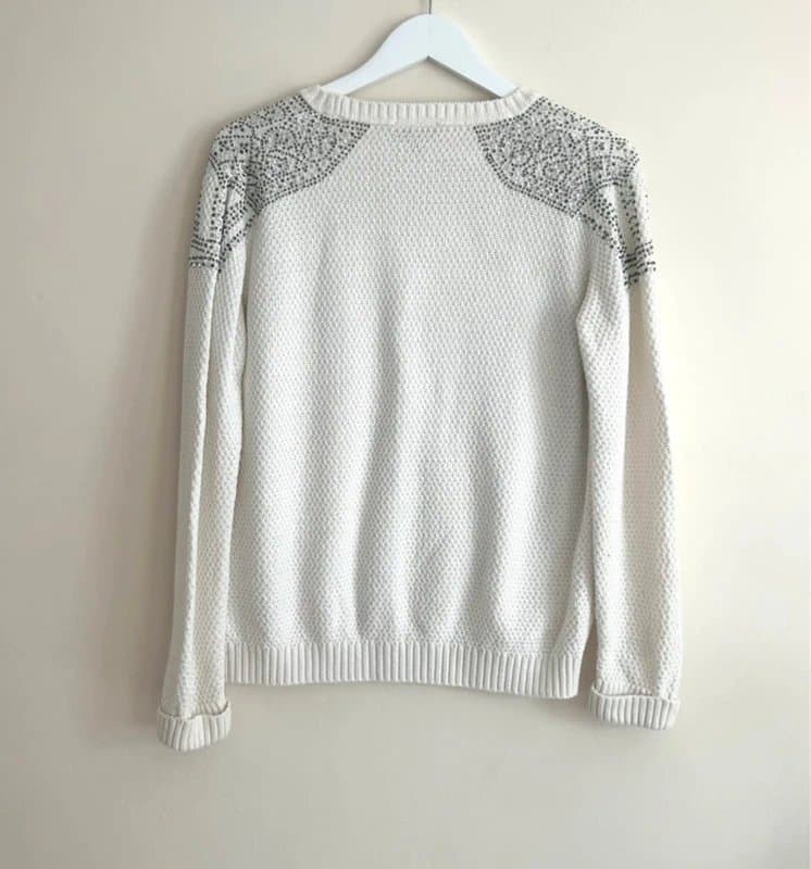 Topshop Topshop Y2K Cream Knit Jumper UK 8 – Diamanté Shoulders, Slouchy Fit, 00s Sparkle Knitwear