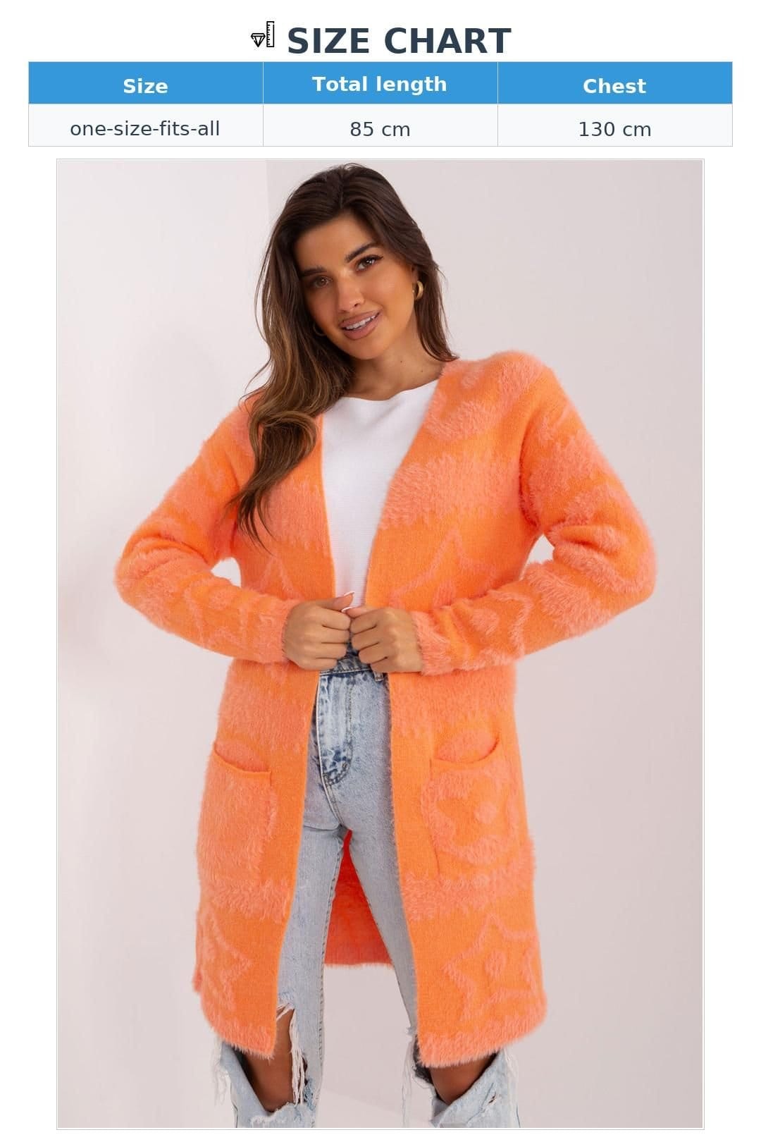 Love Lace Love Lace Women's Unbuttoned Textured Long Sleeve Cardigan in Orange - 4