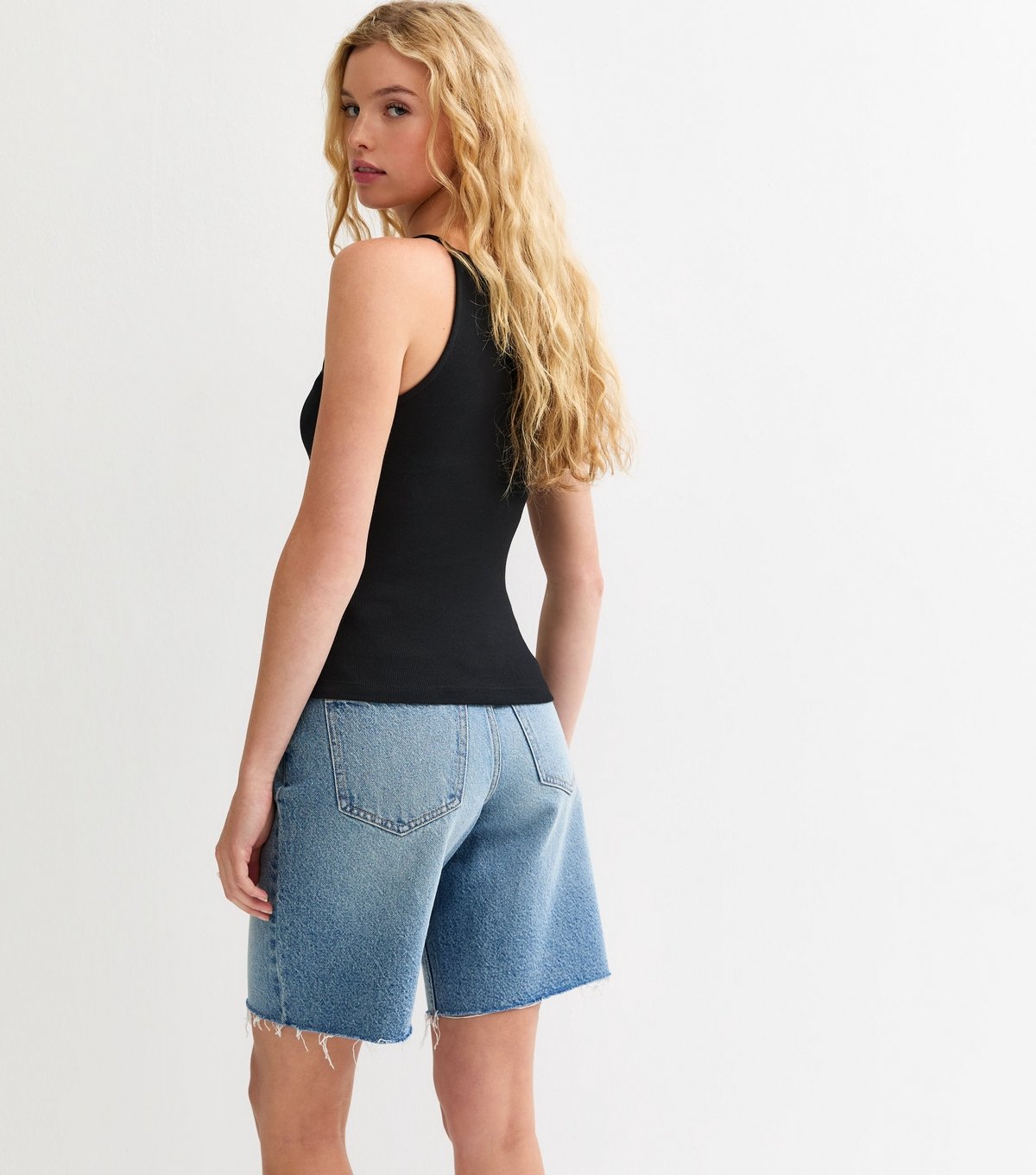 New Look Women's Black Ribbed Jersey Button Through Cami Top New Look - 4