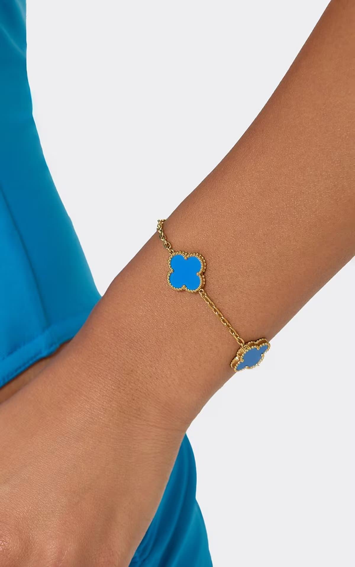 EGO Clover Detail Clasp Bracelet In Blue., Women's Size UK 0