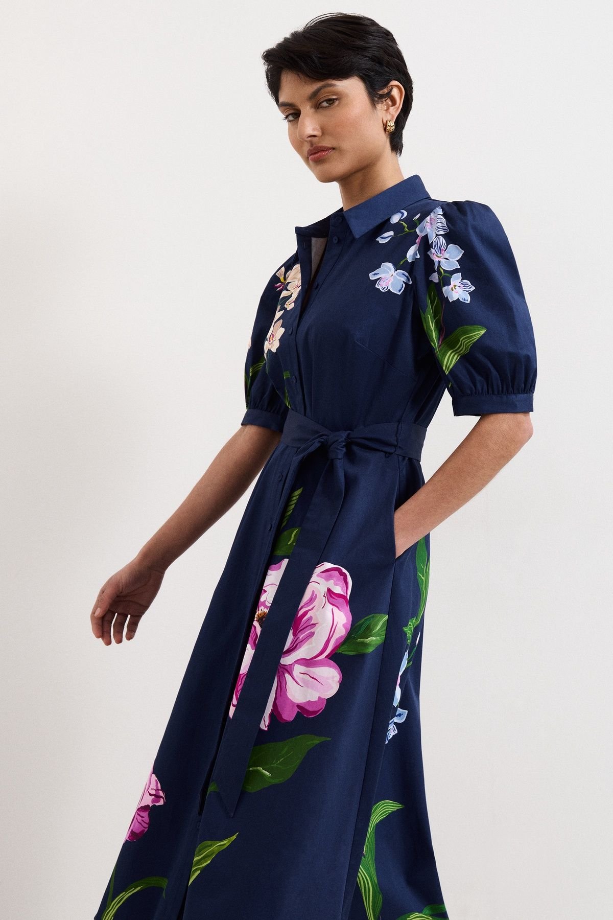 Phase Eight Phase Eight Women's Kerrie Floral Shirt Dress in Navy - 3