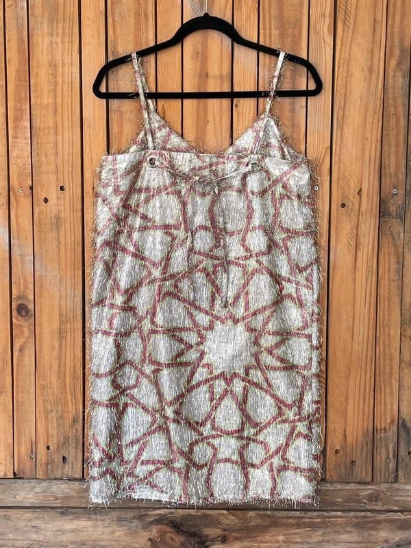 Topshop Topshop Vintage Boutique Tinsel Fringe Slip Dress Pink Silver UK 8 Y2K