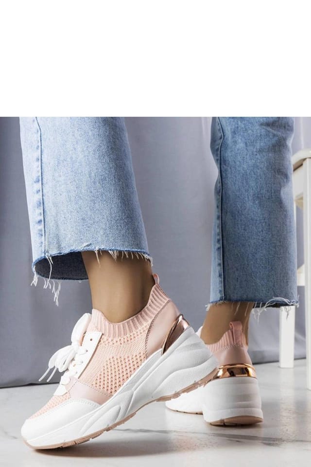 Love Lace Love Lace Women's Wedge Sneakers Summer Casual Comfort White Rubber Sole Everyday in Pink - 3
