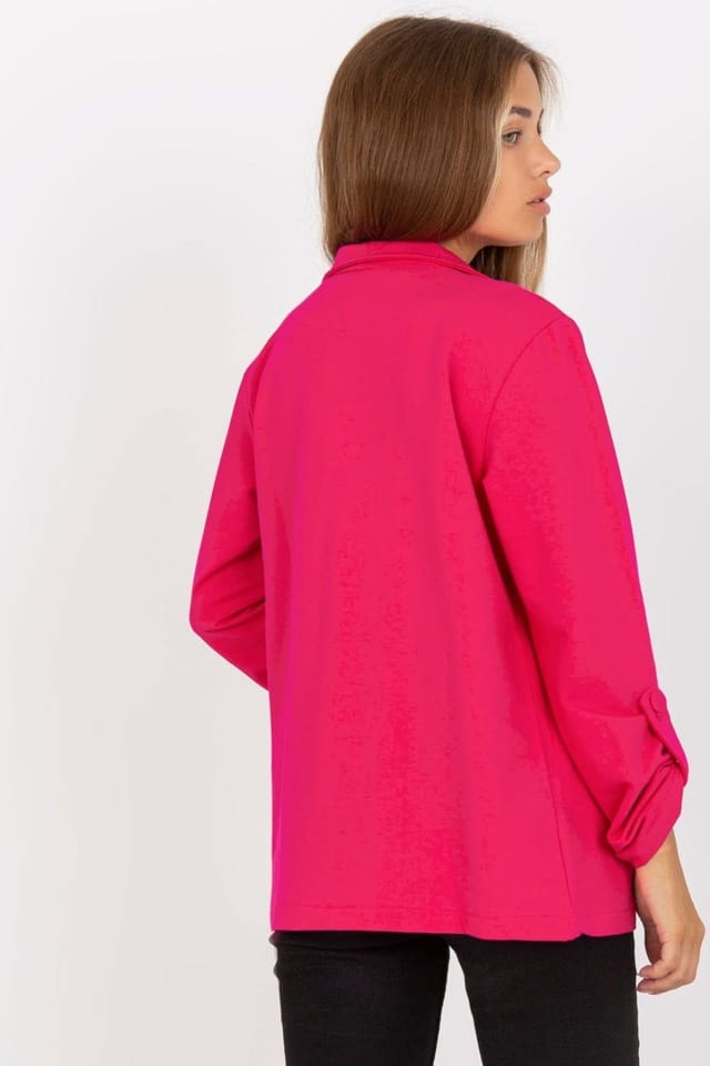 Love Lace Love Lace Women's Button Closure Sweat Jacket with Fold Up Sleeves in Pink - 3