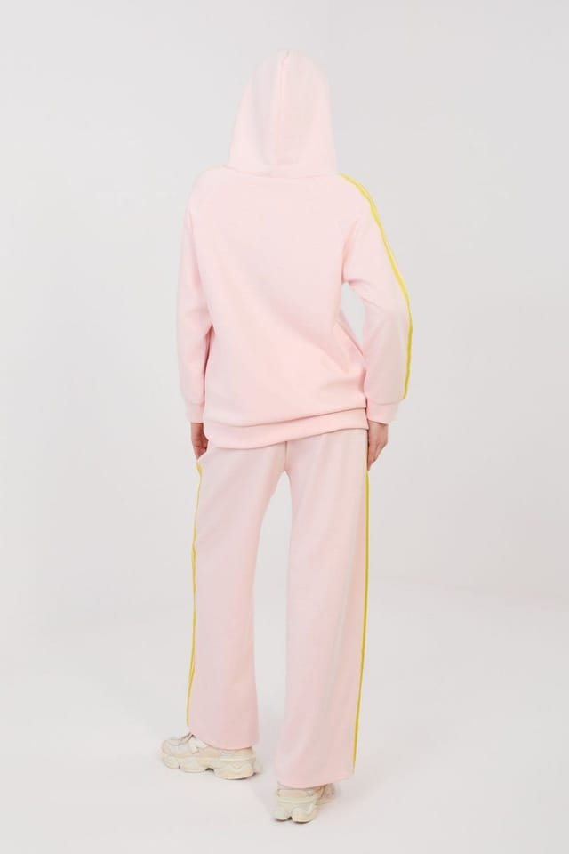 Love Lace Love Lace Women's Stripe Zip Hoodie & Wide Leg Pants Set in Pink - 2