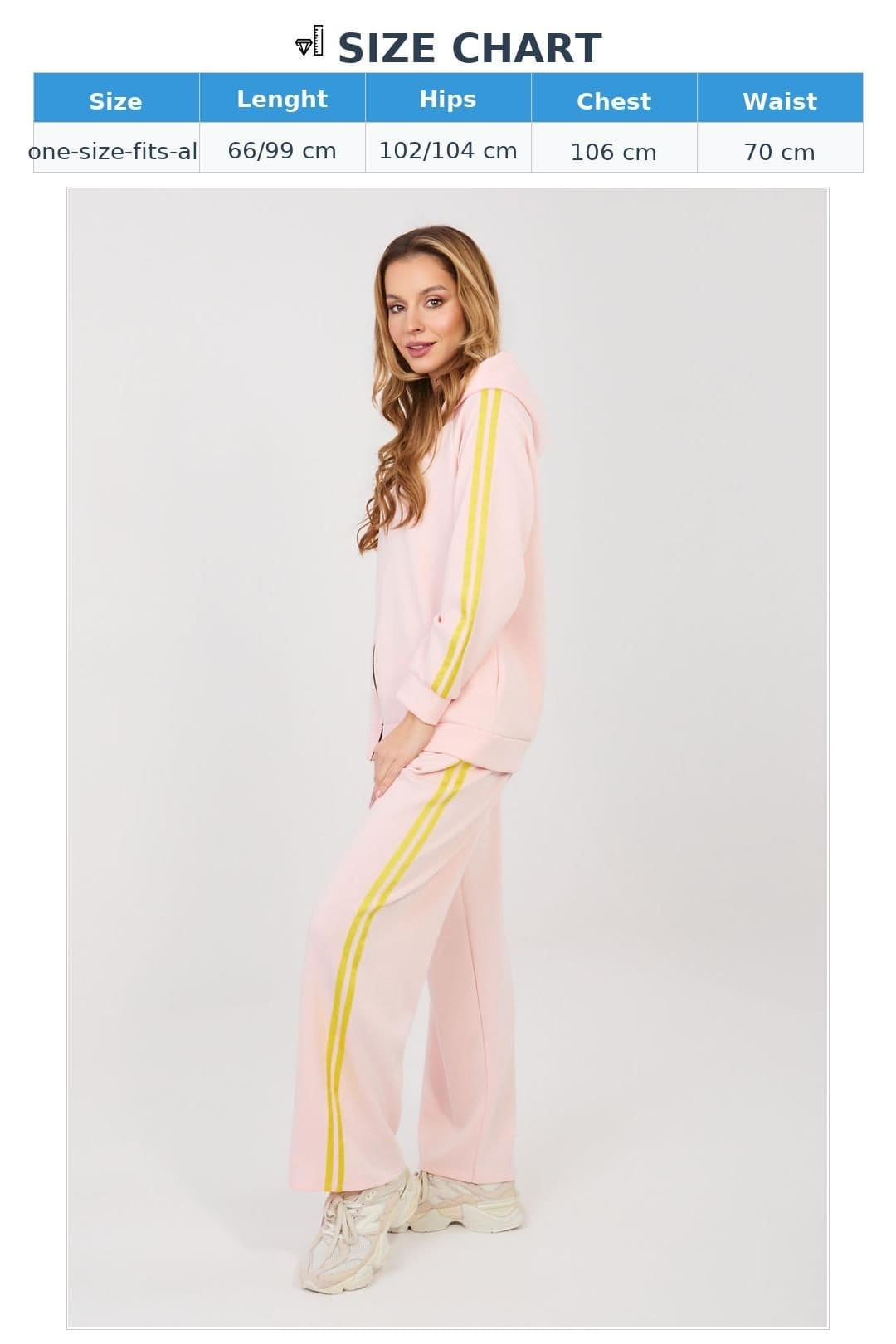 Love Lace Love Lace Women's Stripe Zip Hoodie & Wide Leg Pants Set in Pink - 4