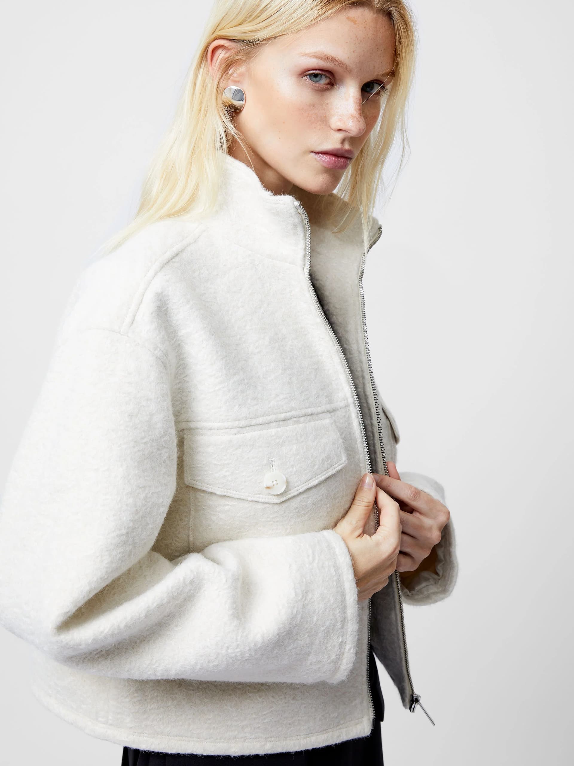 French Connection Dover Boucle Jacket Cream