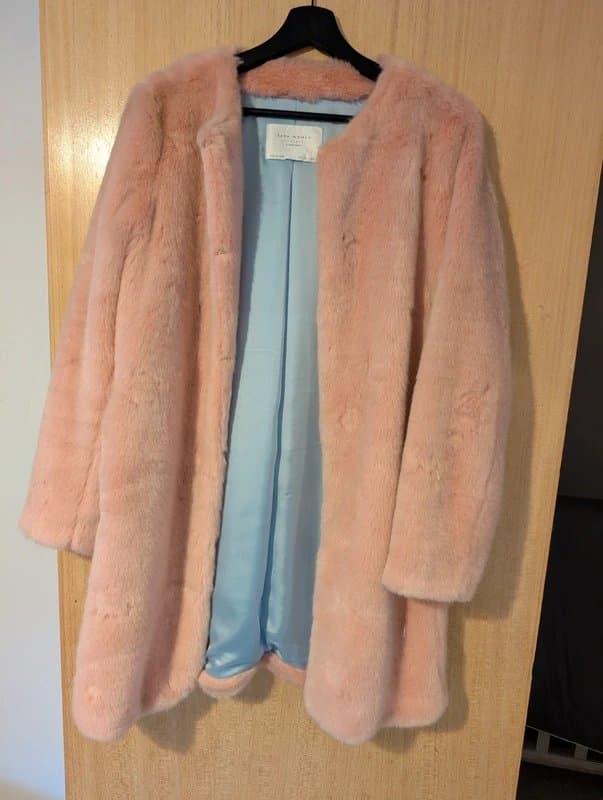 Zara Zara pink faux fur coat Large