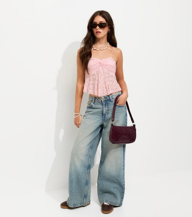 New Look Girls' Light Pink Twisted Front Lace Cami Top New Look - 3