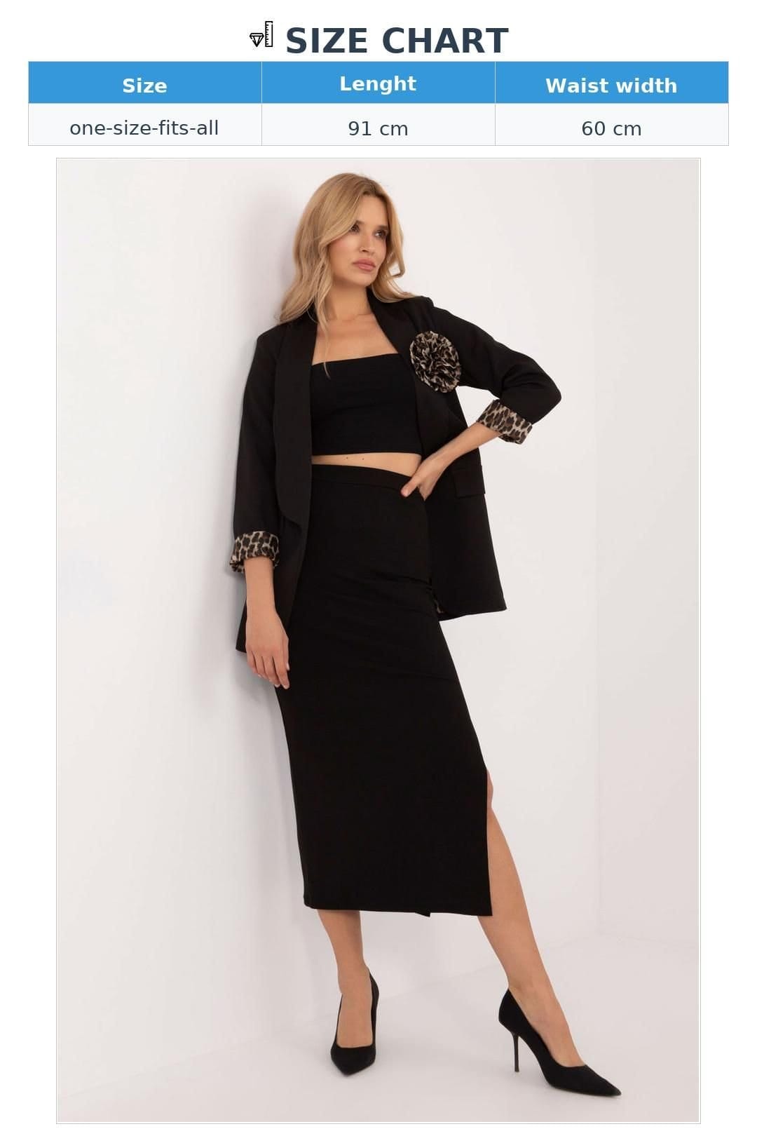 Love Lace Love Lace Women's Ribbed Pencil Midi Skirt with Front Slit in Black - 4