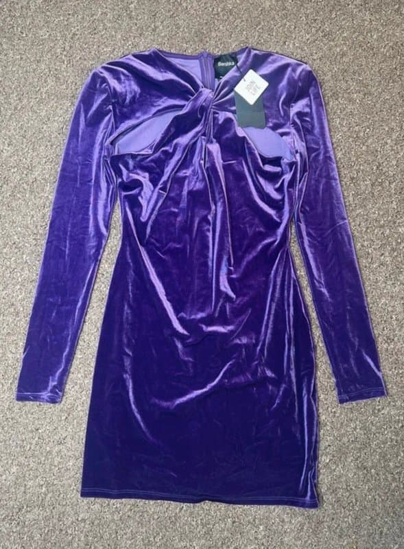 Bershka Bershka purple velvet dress with shoulder pads EUR L