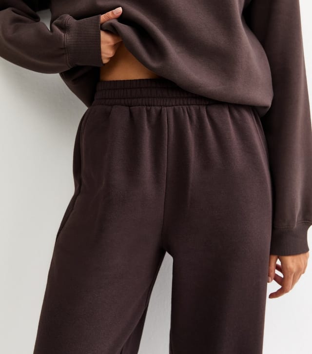New Look Women's Dark Brown Tapered Wide Leg Joggers New Look - 3