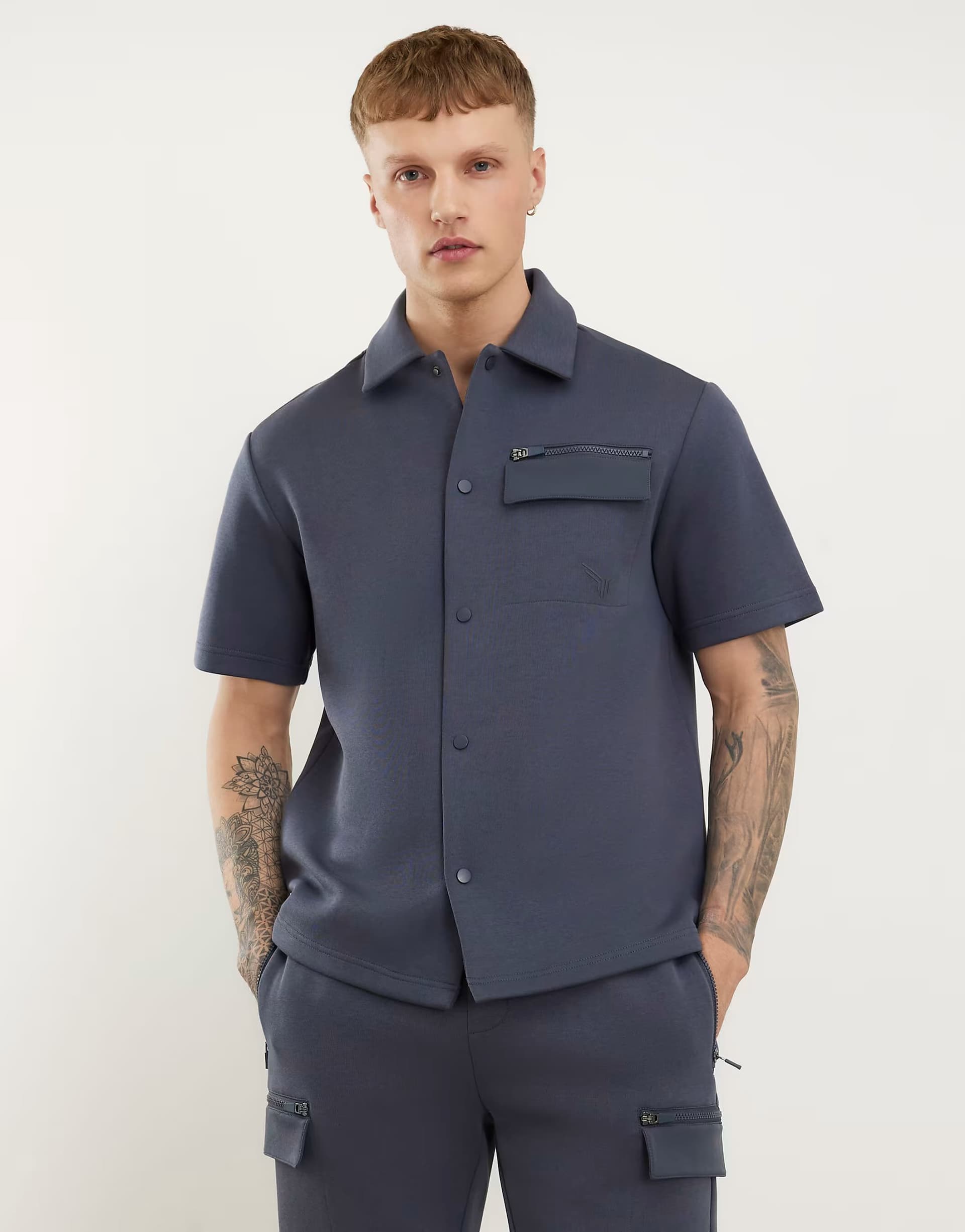 ASOS River Island Premium regular fit nylon pocket shirt in grey - dark