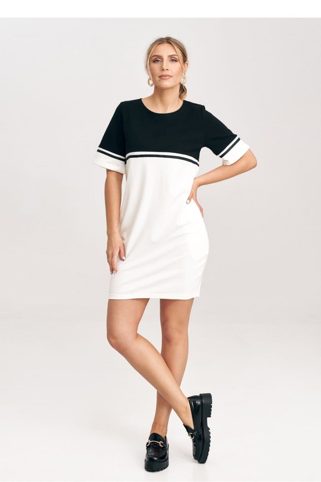 Love Lace Love Lace Women's Two Tone Cotton Mini Dress with Belt Pockets Style 198487