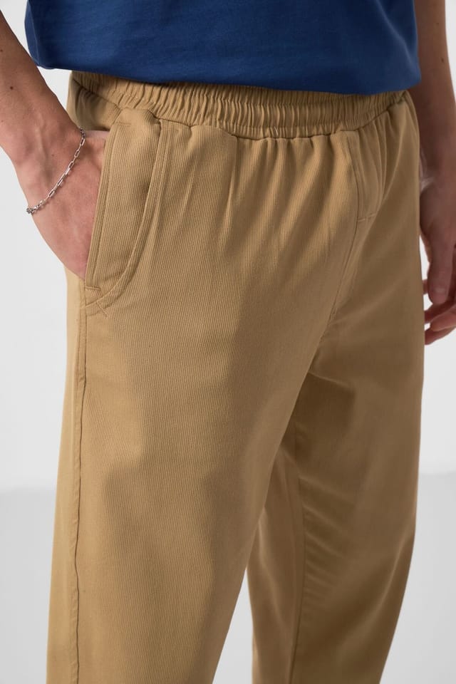 Tommy Life Tommy Life Men's Straight-leg Gabardine Chinos in Camel - 3