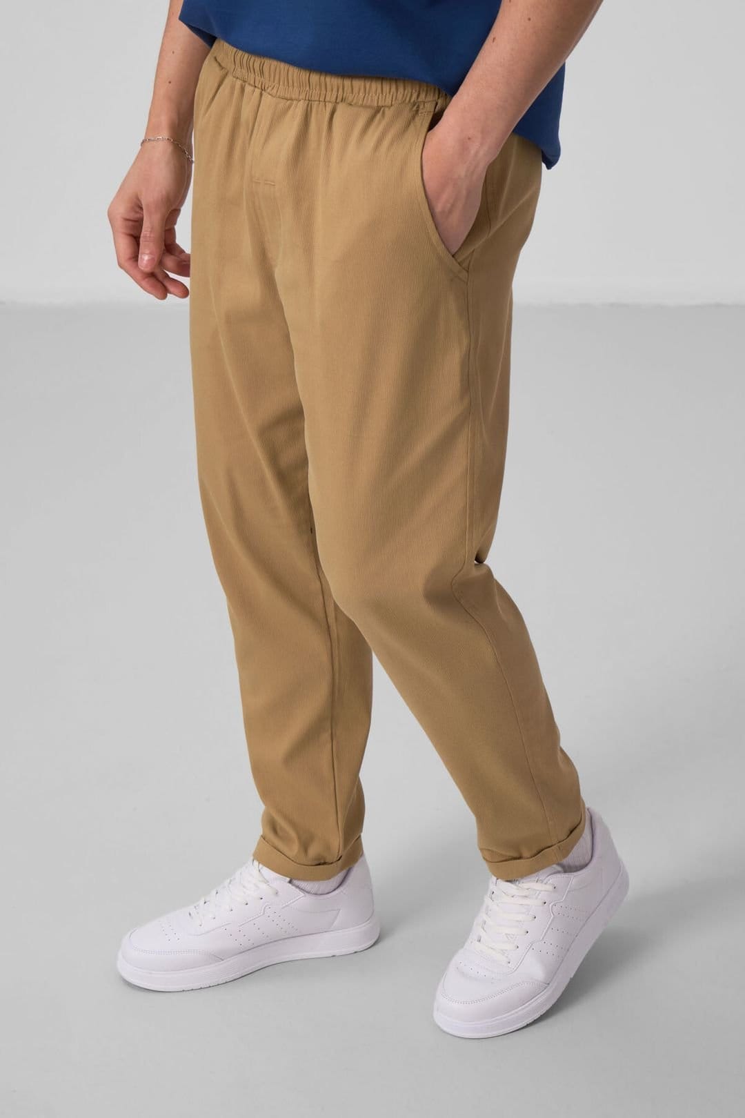 Tommy Life Tommy Life Men's Straight-leg Gabardine Chinos in Camel - 4