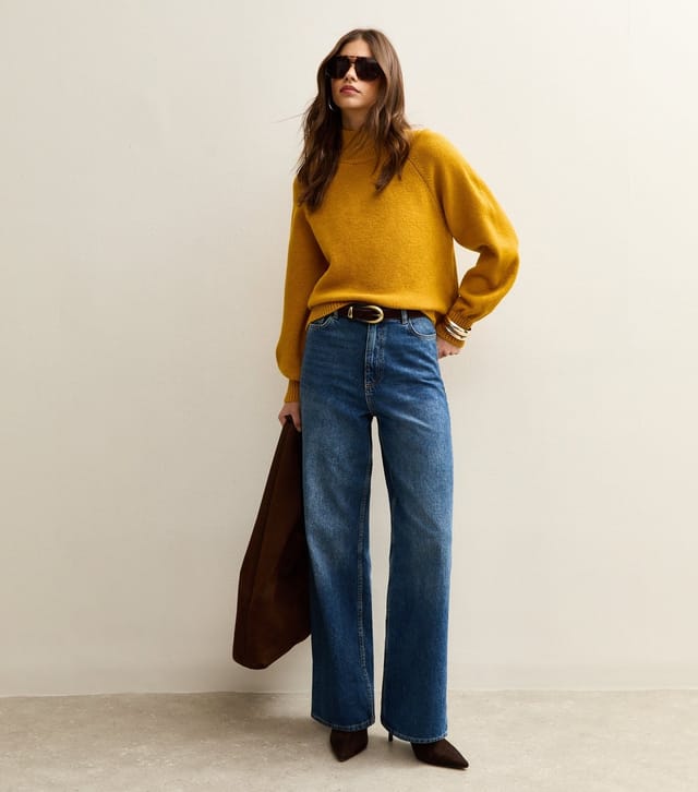 New Look Women's Dark Yellow Stand Neck Raglan Sleeve Jumper New Look - 3