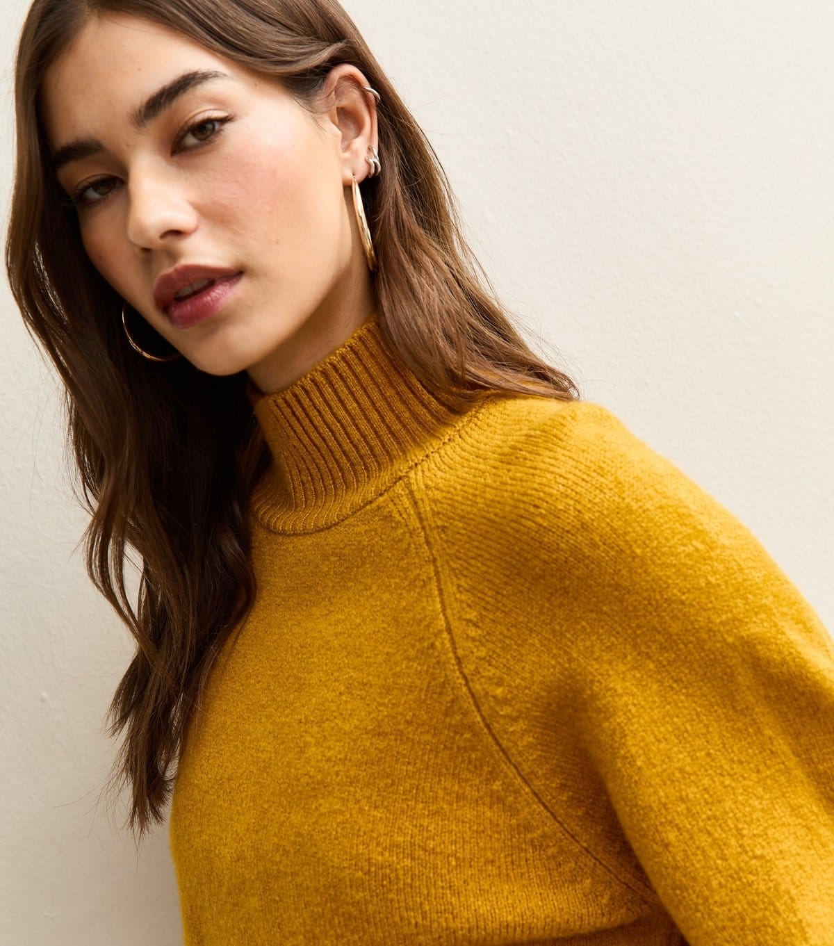 New Look Women's Dark Yellow Stand Neck Raglan Sleeve Jumper New Look - 4