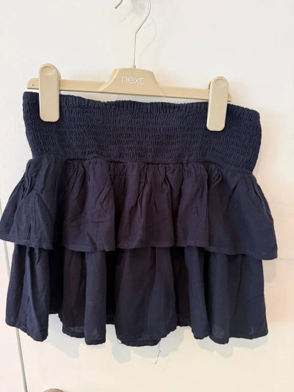 Bershka Navy Blue Mini Ruffle Skirt