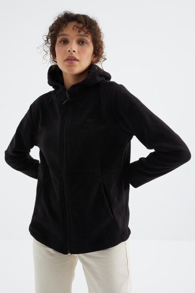 Tommy Life Tommy Life Women's Plush Zip-front Hooded Sweatshirt in Beige - 2