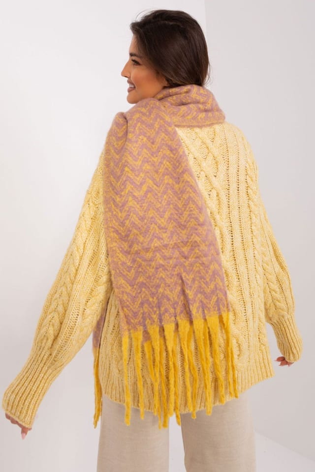 Love Lace Love Lace Women's Long Geometric Pattern Scarf with Tassels for Fall Winter in Pink - 3