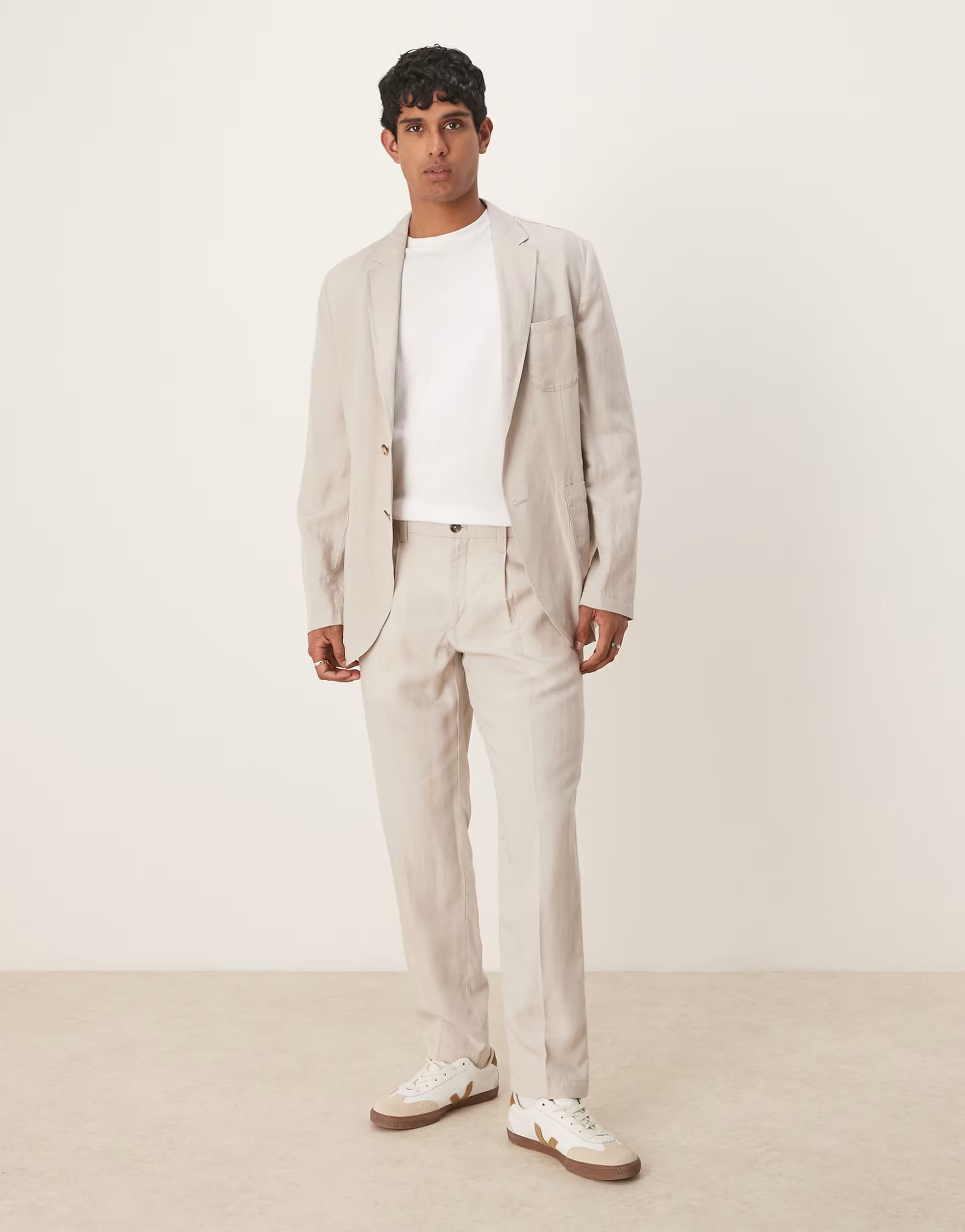 ASOS Mango linen mix slim fit trouser co-ord in light beige