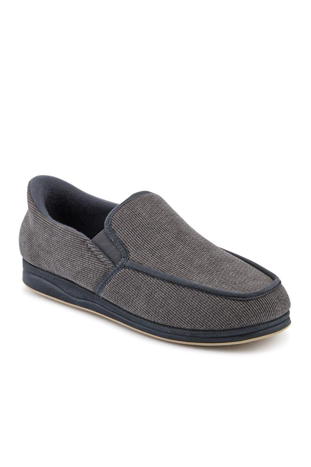 Pavers Pavers Men's Easy Step In Extra Wide Corduroy Slippers in Grey - 1