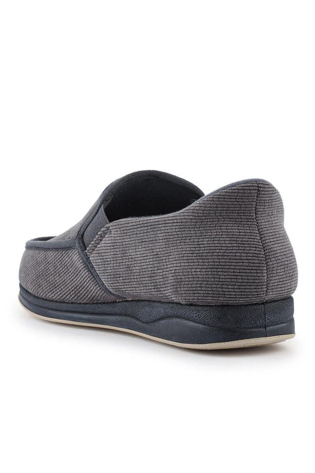 Pavers Pavers Men's Easy Step In Extra Wide Corduroy Slippers in Grey - 3