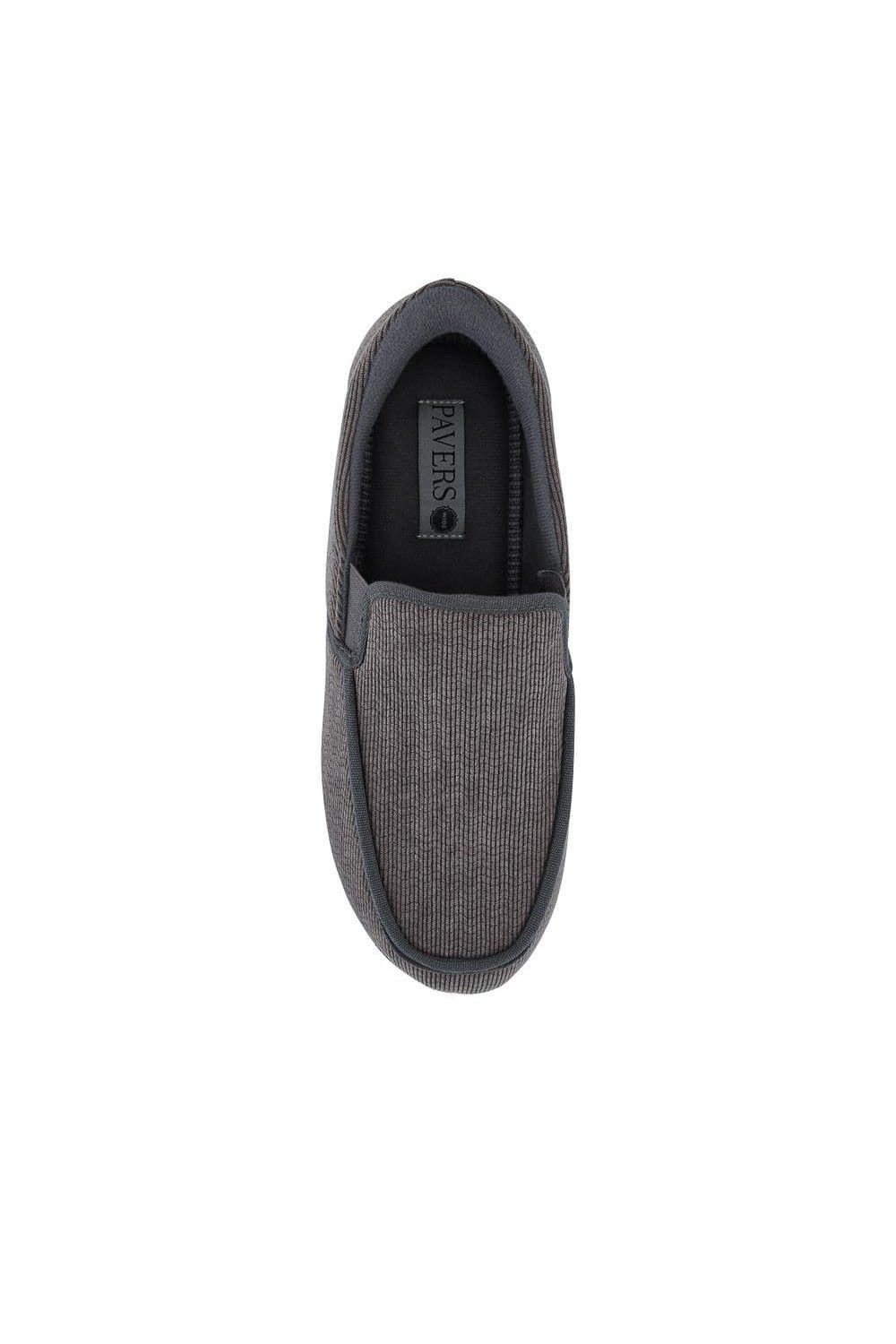 Pavers Pavers Men's Easy Step In Extra Wide Corduroy Slippers in Grey - 4
